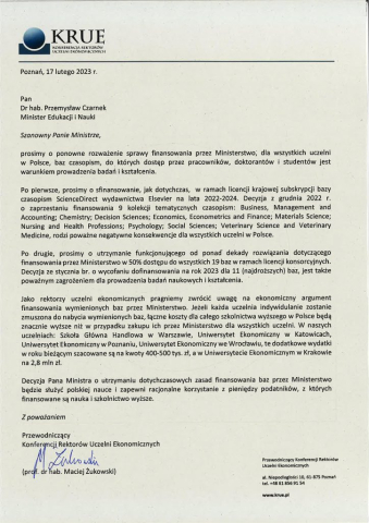 Stanowisko KRUE ws. finansowania baz czasopism
