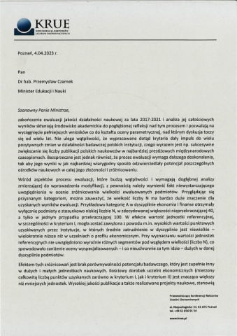 Stanowisko KRUE ws. liczby N w kolejnej ewaluacji
