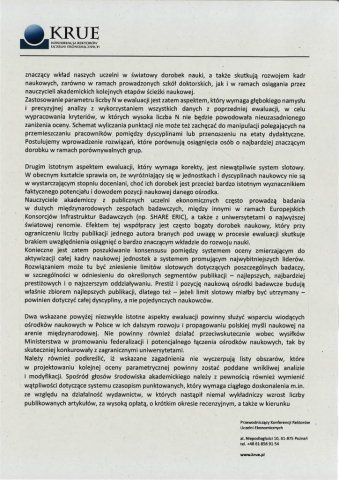 Stanowisko KRUE ws. liczby N w kolejnej ewaluacji