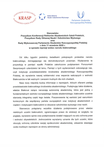 Stanowisko KRASP-RGNiSW-PSRP w sprawie represji wobec narodu białoruskiego
